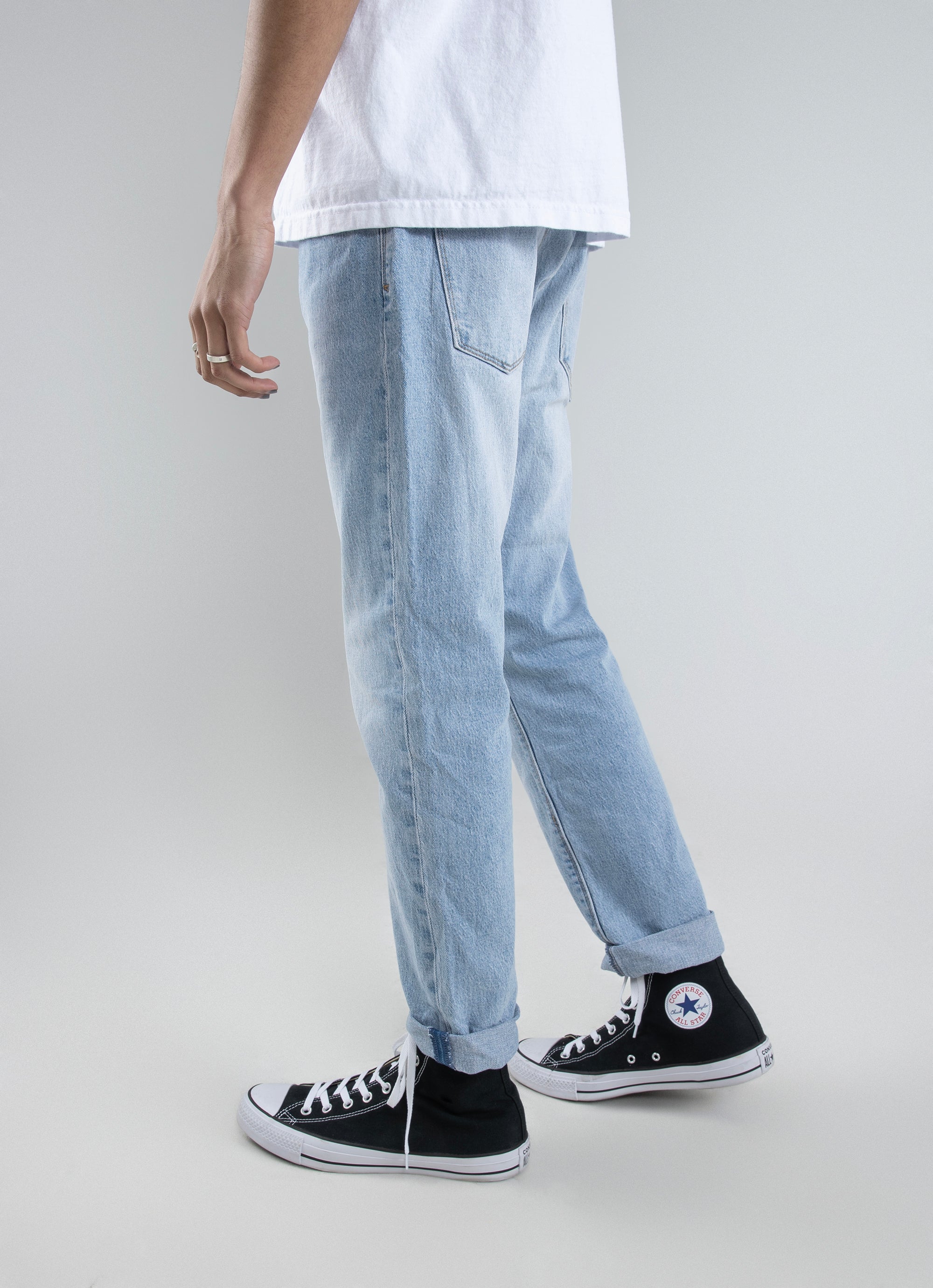 Abrand Dropped Slim Pistol Jean in Blue Red Rat