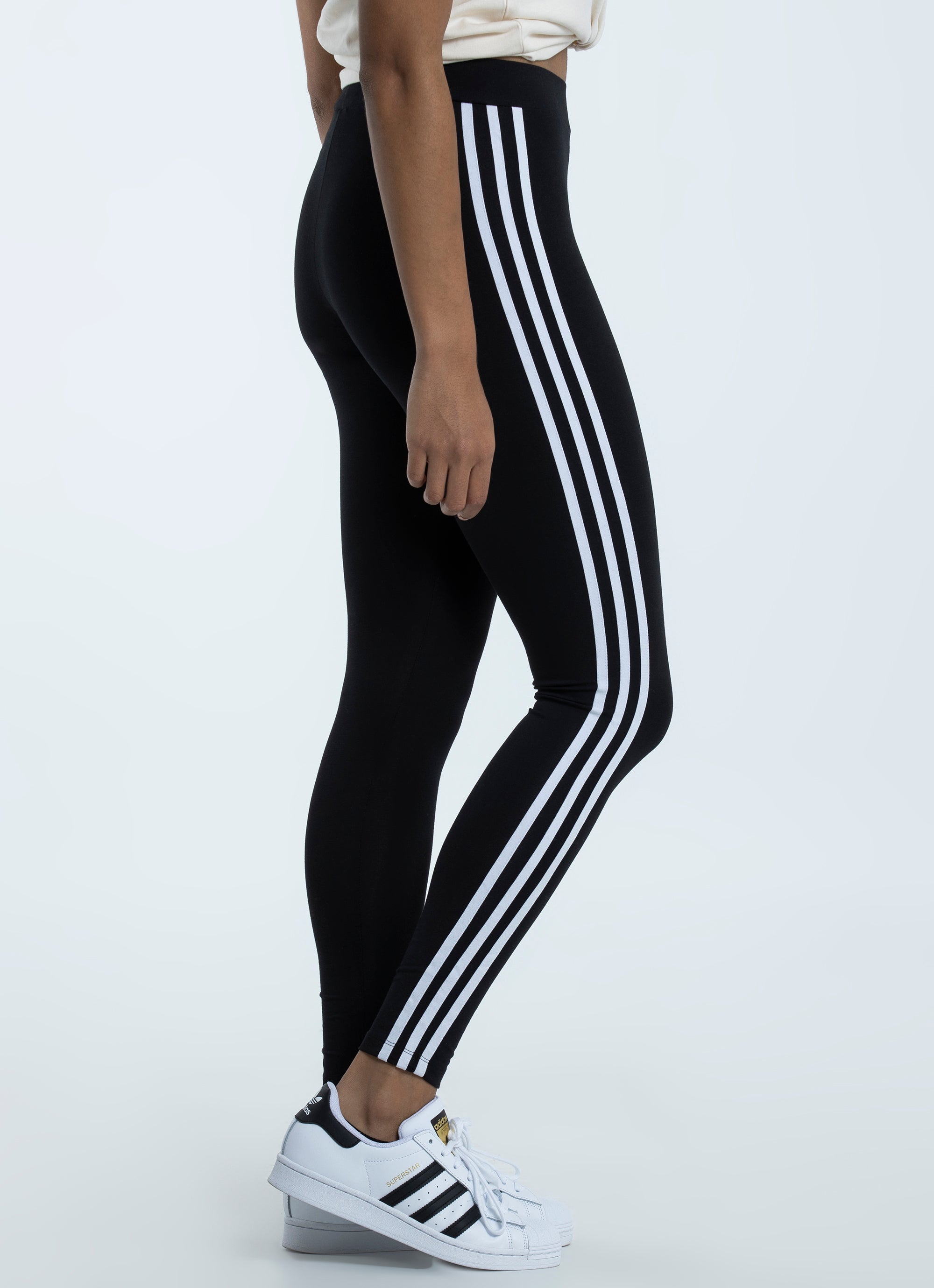 Adidas 3 Stripes Womens Black Leggings Gym Yoga Running Pants size 8 to 14  | eBay