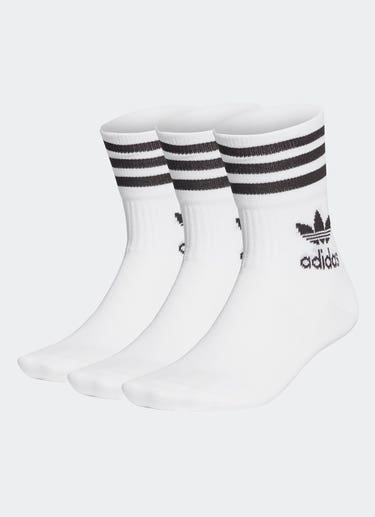 Adidas Originals Mid Crew 3-pair Socks in White
