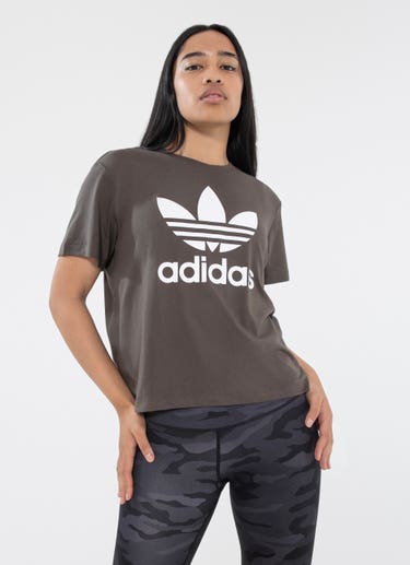 Adidas Original Trefoil Boxy Tee - Womens in Brown