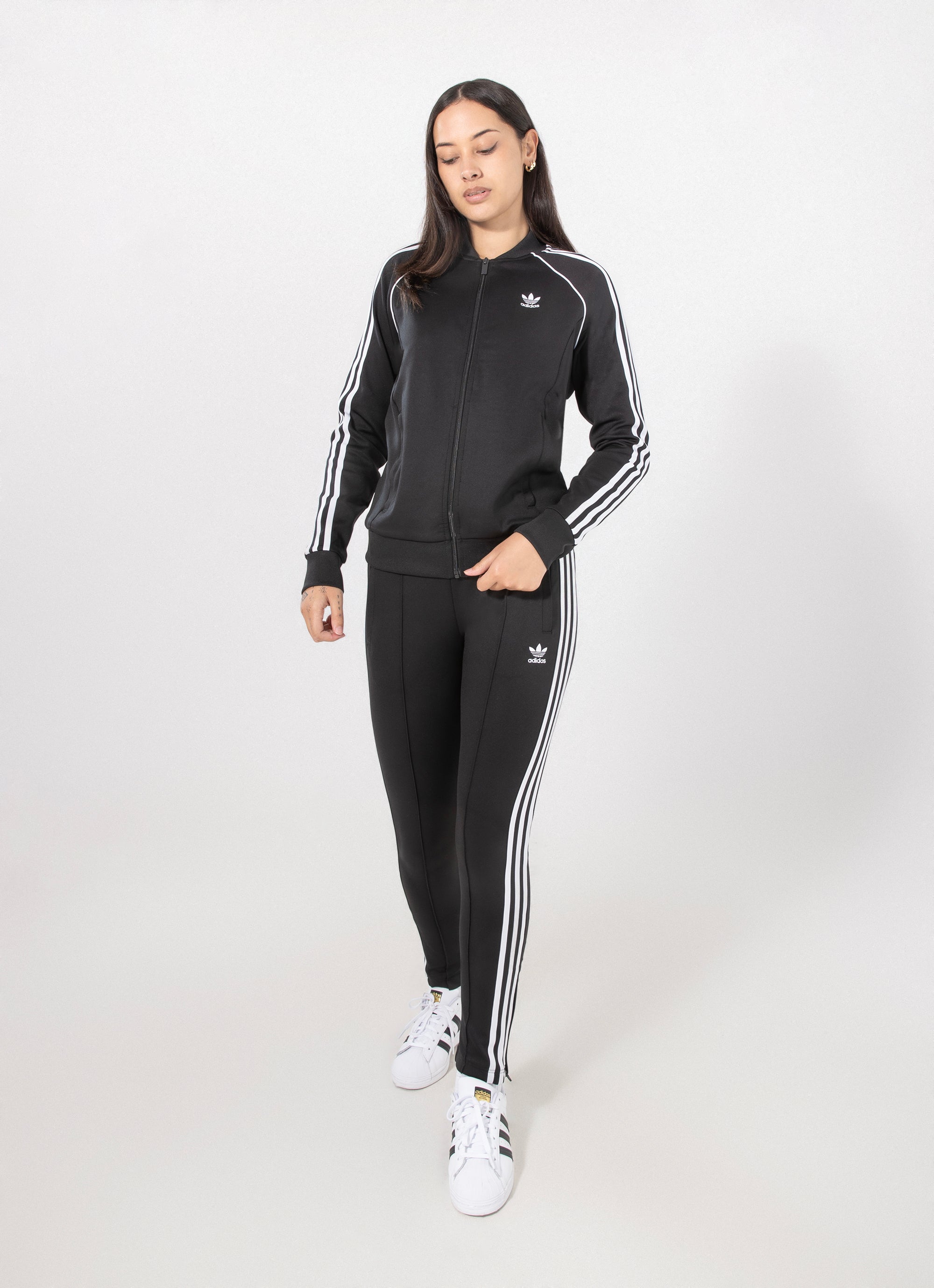 adidas superstar track jacket women's black