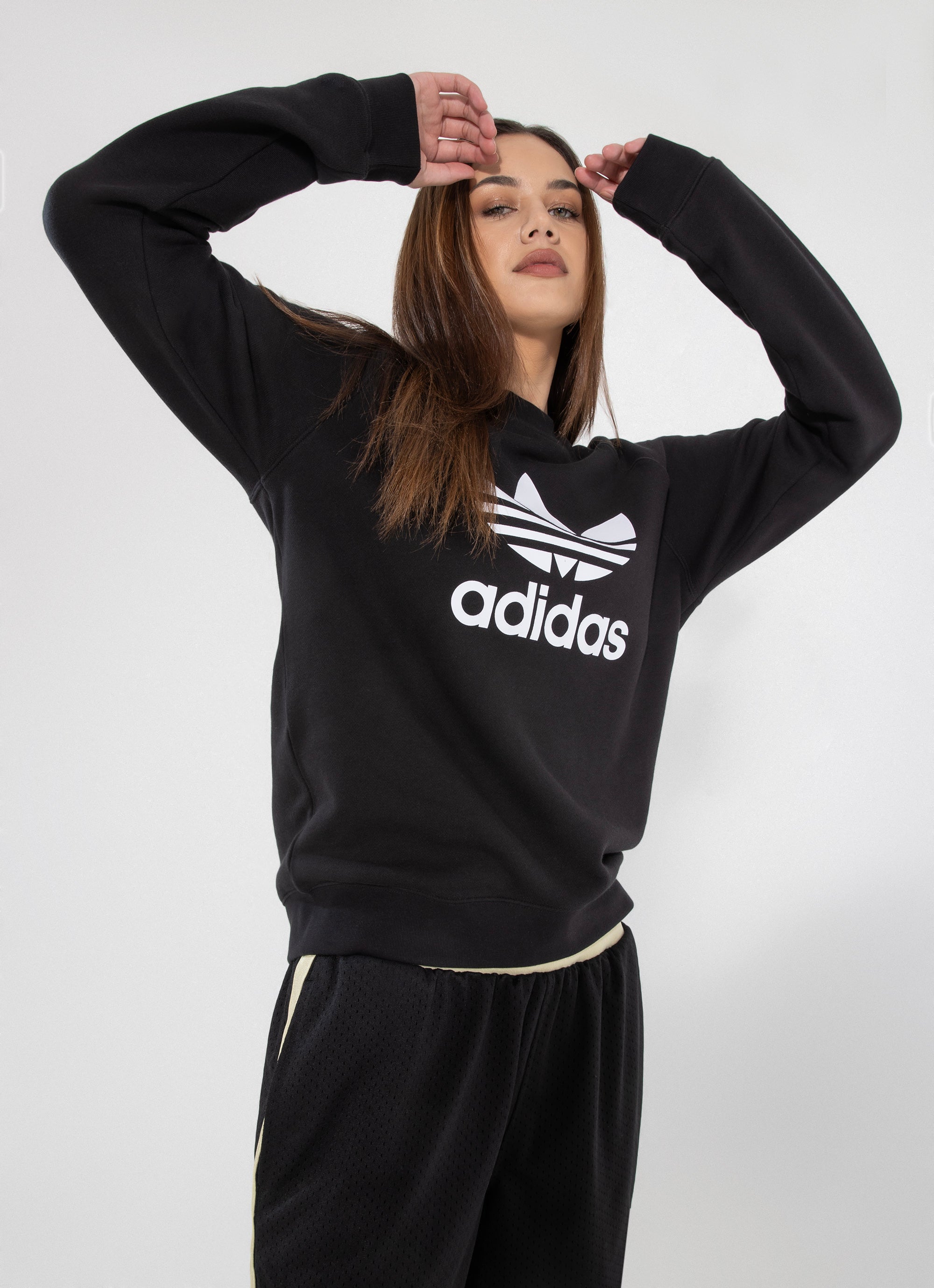 Adidas Originals Adicolor Classics Trefoil Crewneck Sweatshirt in Black