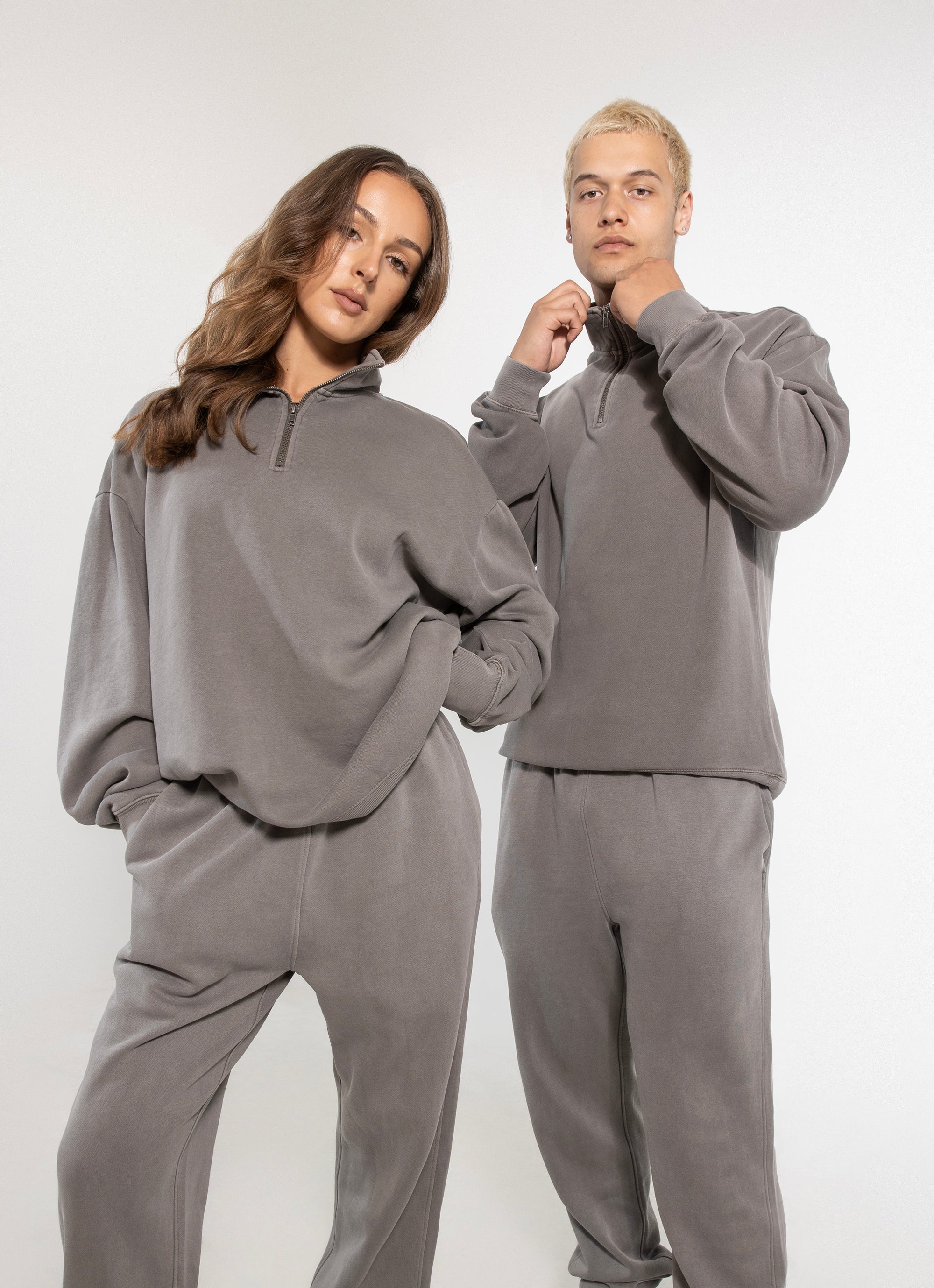 As Colour Relax Faded Half Zip Sweater in Grey | Red Rat