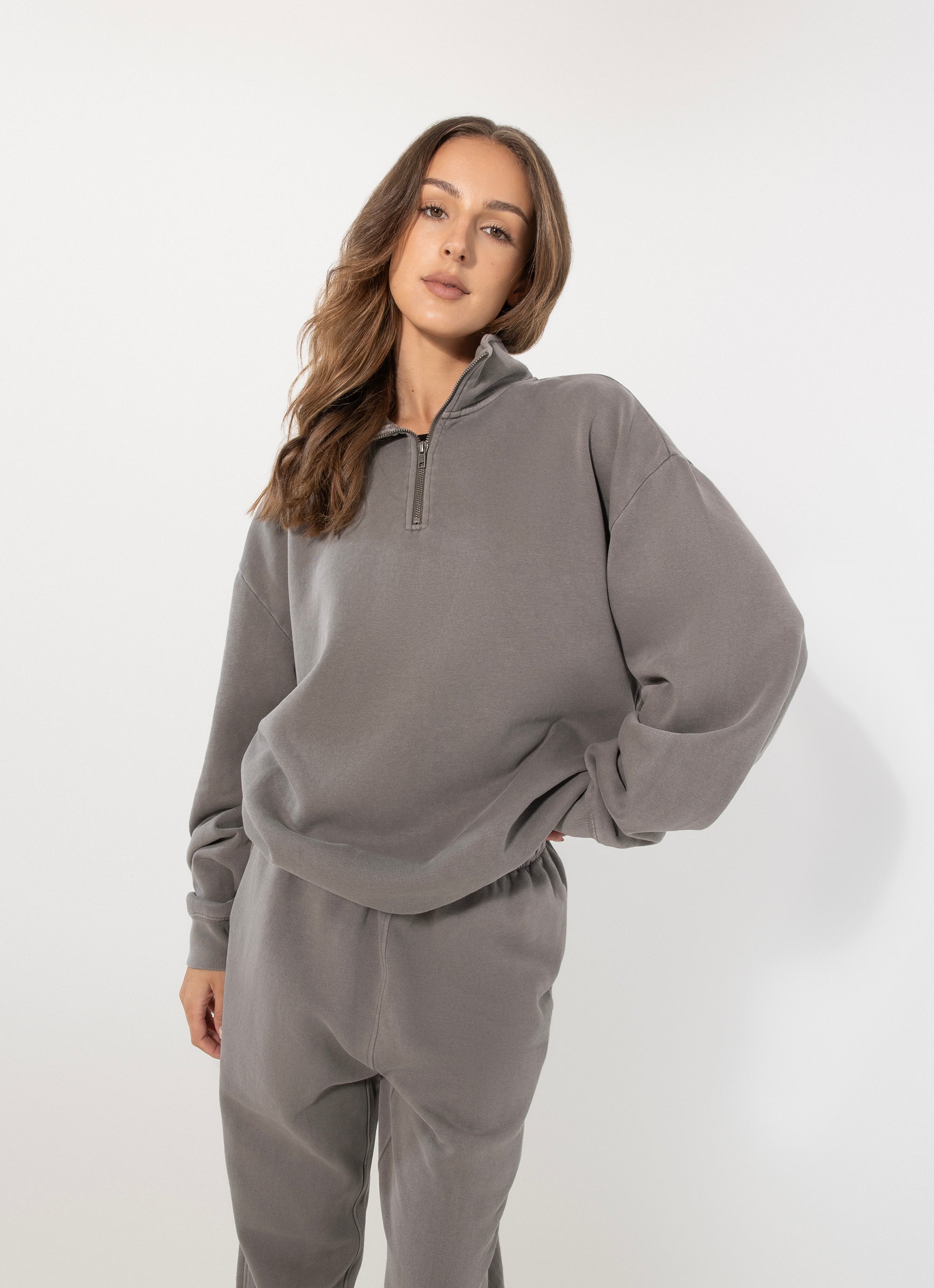 As Colour Relax Faded Half Zip Sweater in Grey | Red Rat
