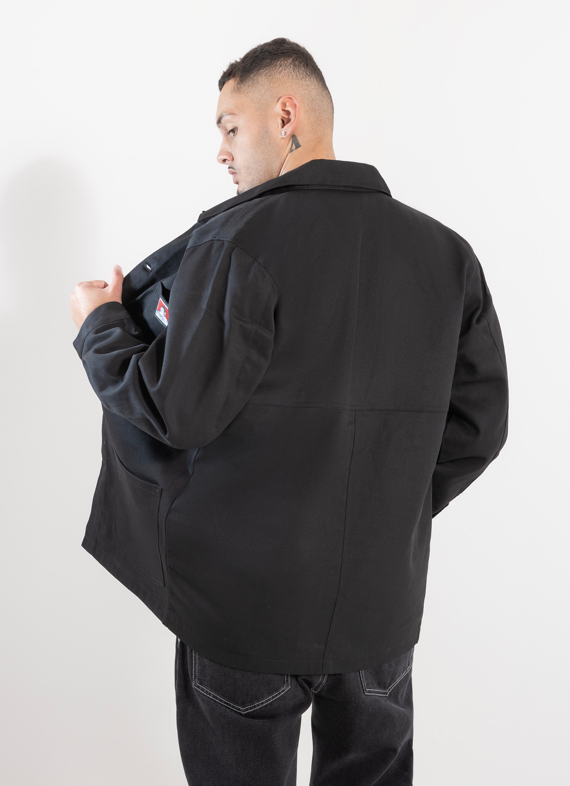 Ben Davis Chore Coat in Black Red Rat