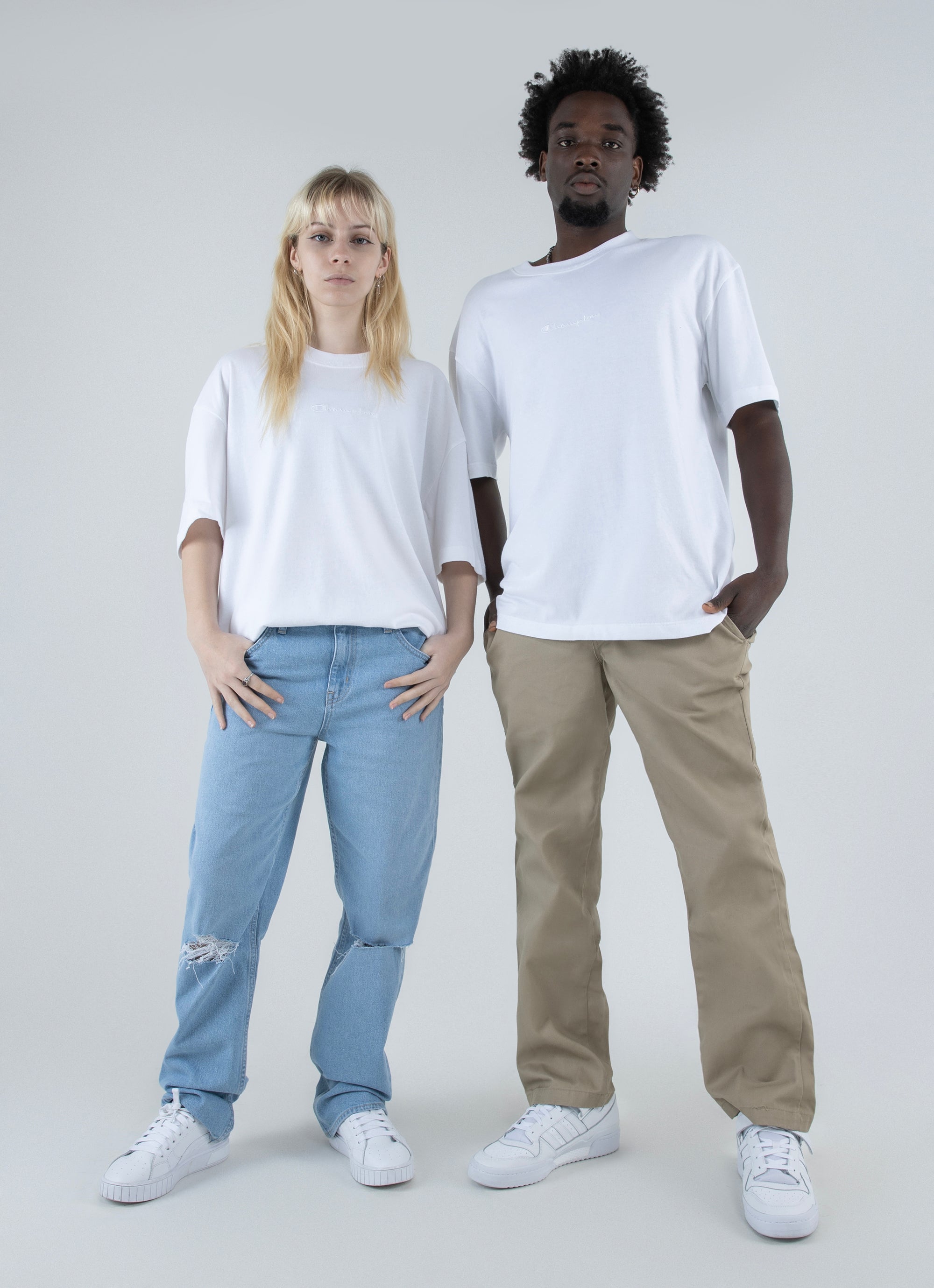 Champion script tee white top
