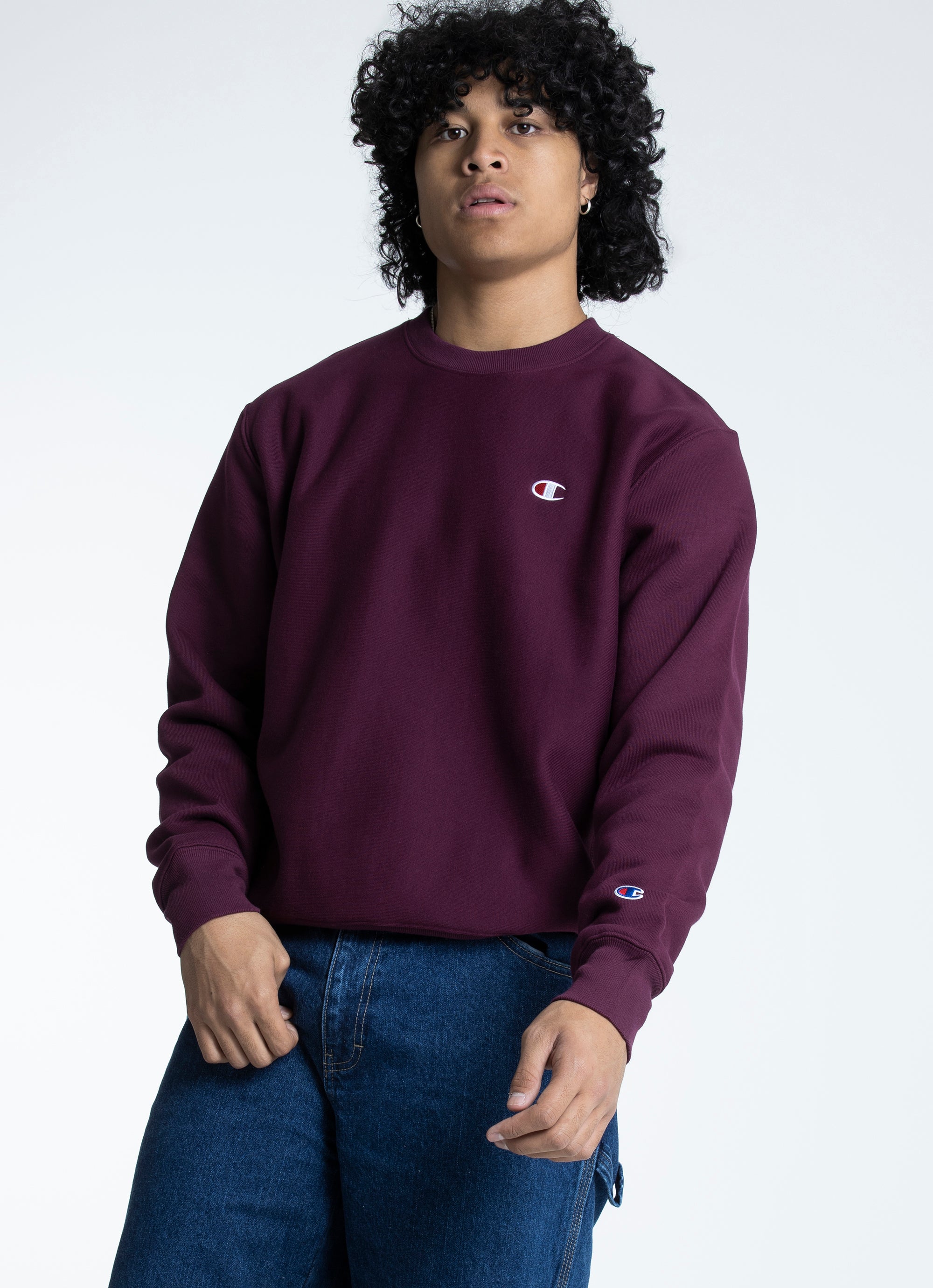Champion Reverse Weave Crew in Purple 