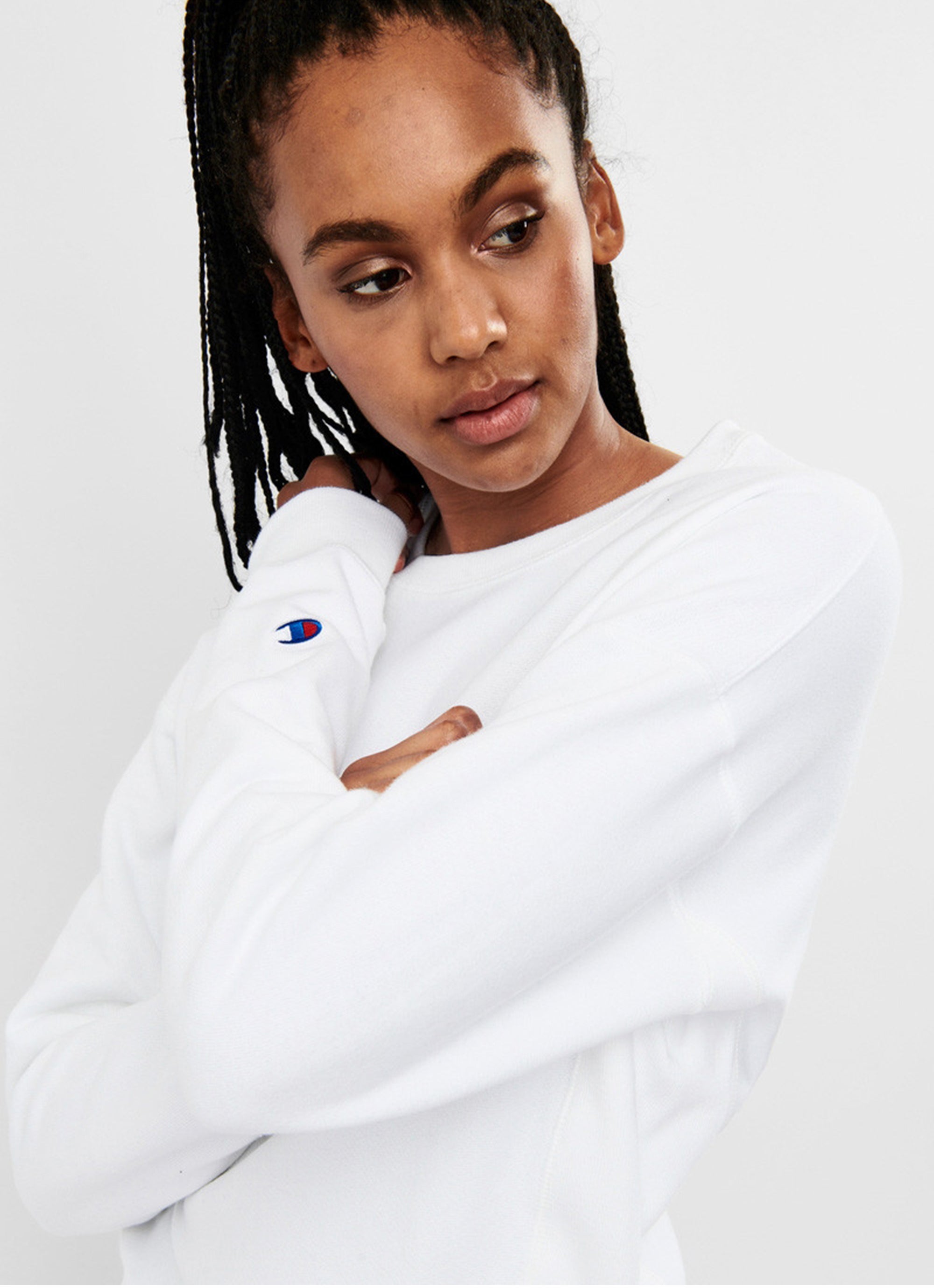 champion reverse weave sweatshirt white