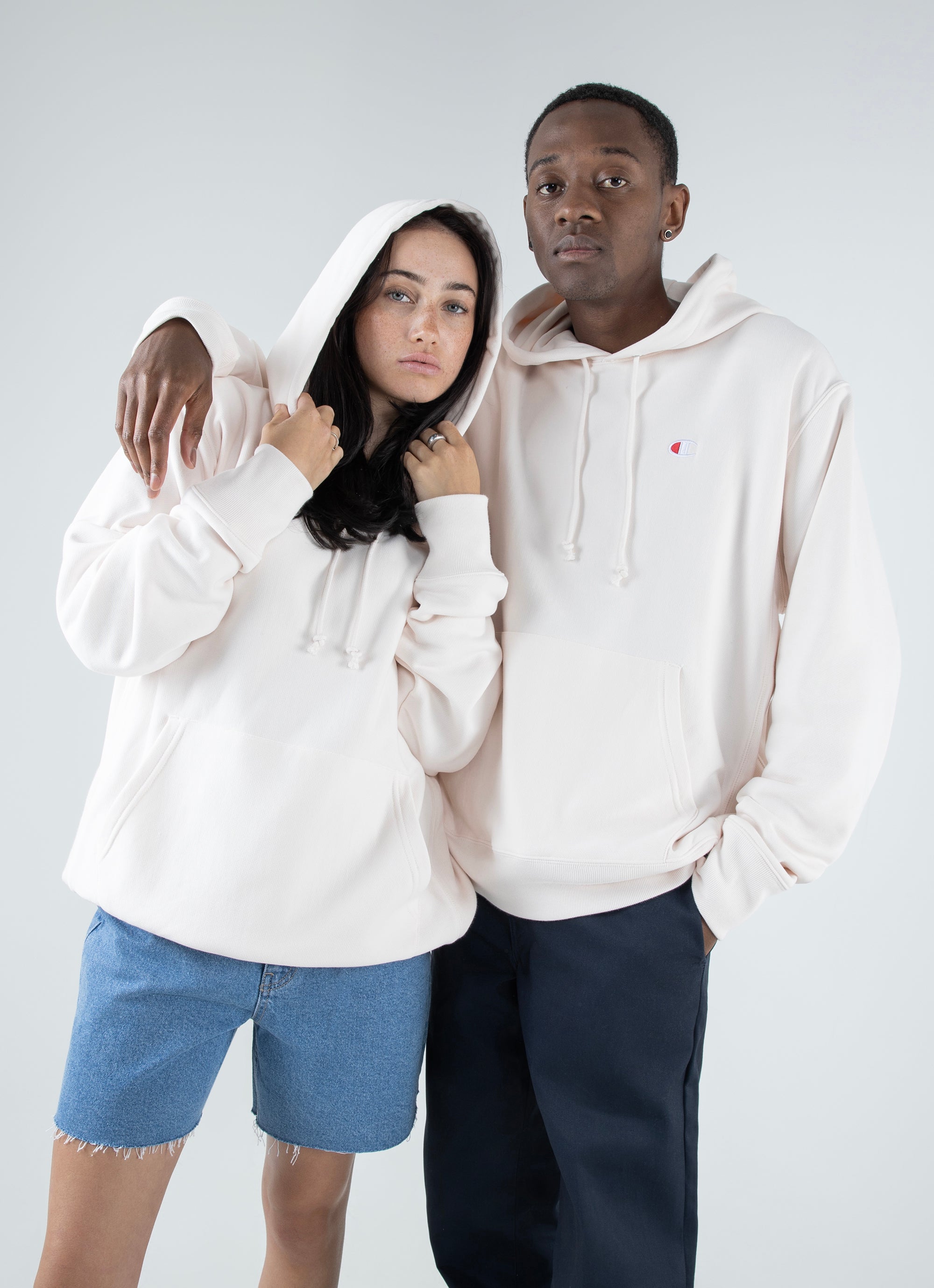 Champion Reverse Weave Terry Hoodie in White Red Rat