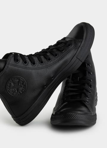 Converse Chuck Taylor High Monochrome 'leather' Shoe in Black Red Rat