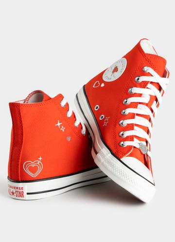 Converse Chuck Taylor All Star Y2k Heart Hi Top Fever Dream Shoes - Womens in Red