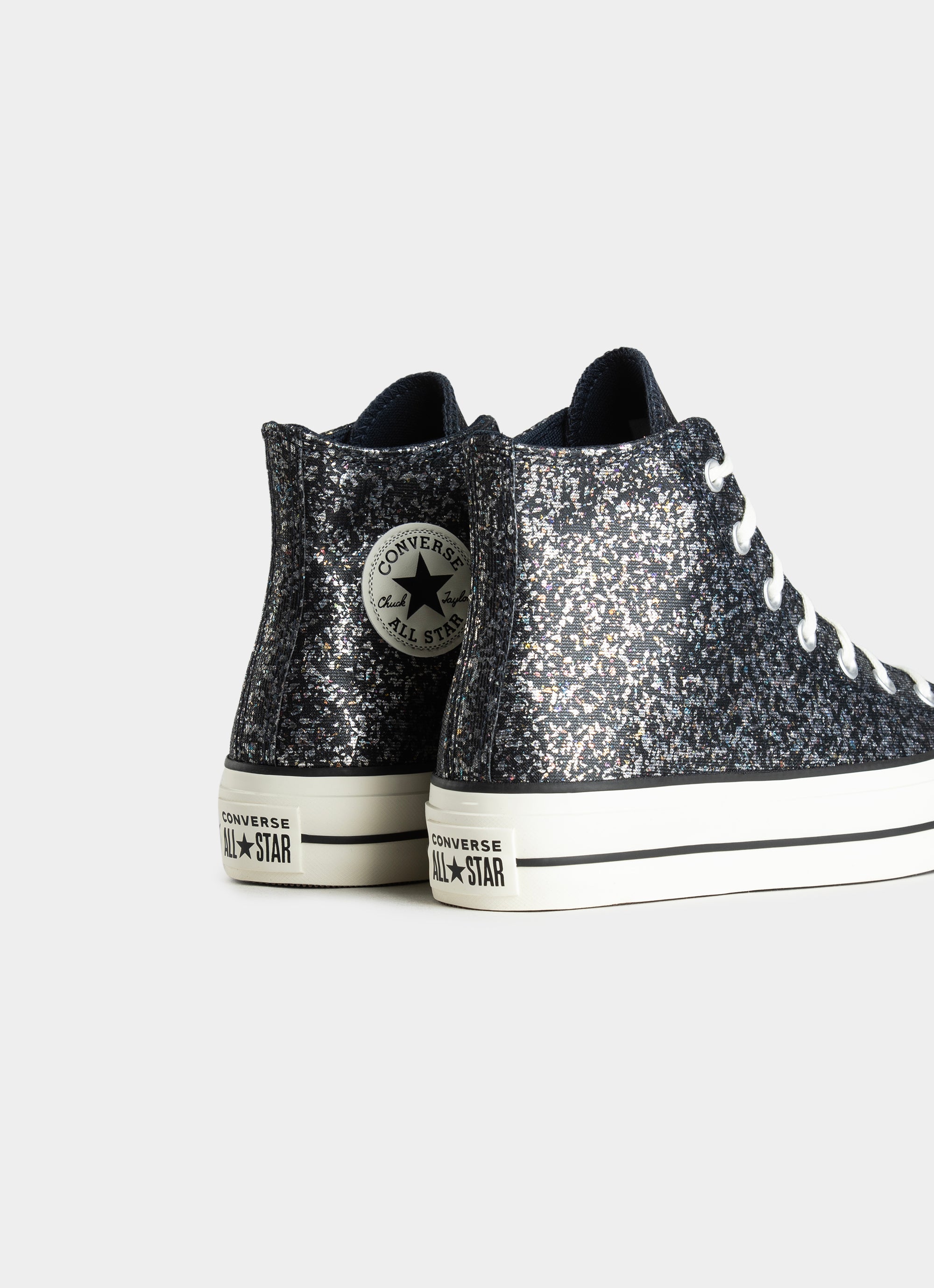 Converse Chuck Taylor Lift Shinefetti Hi Shoes Womens in Black