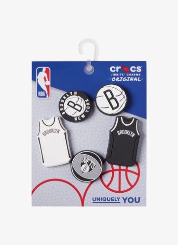 Crocs Jibbitz Nba Brooklyn Nets Pack in Multi Red Rat