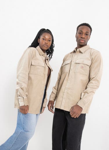 Dickies Houston Corduroy Long Sleeve Shirt in Beige