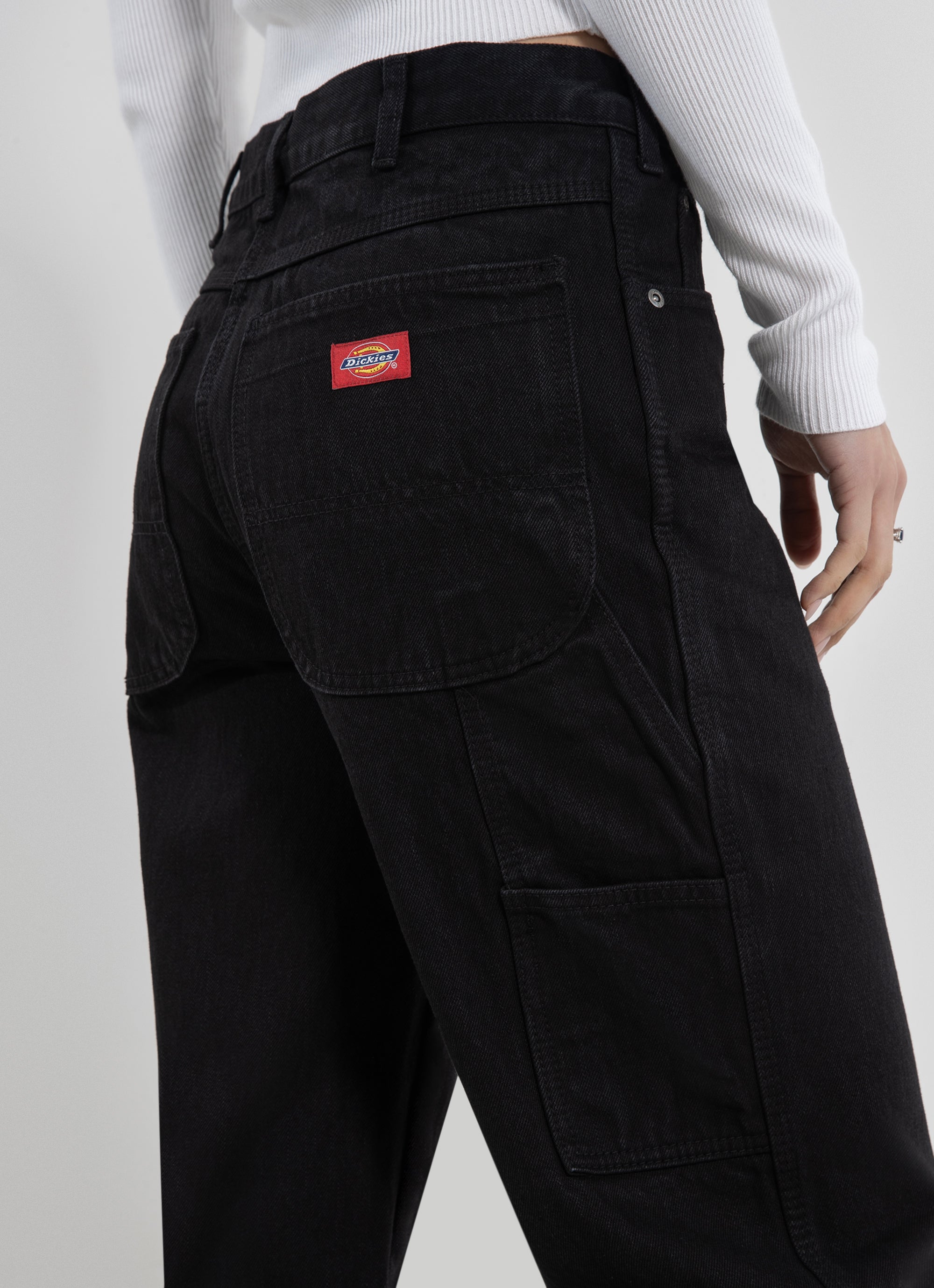 Dickies Relaxed Fit Carpenter Jean in Black Red Rat