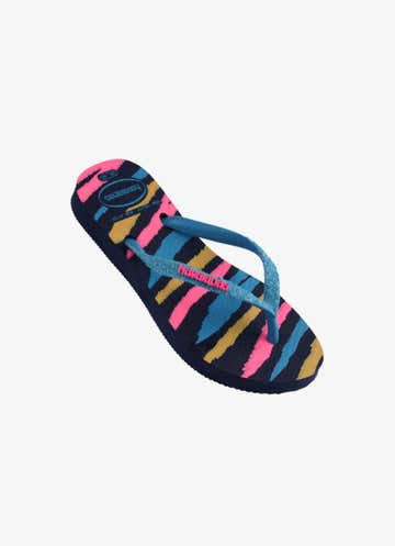 Havaianas Slim Glitter Flip Flops - Kids in Blue