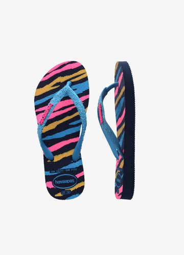 Havaianas Slim Glitter Flip Flops - Kids in Blue