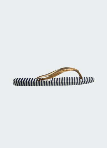 Havaianas Slim Glitter Stripes Flip Flops - Kids in White