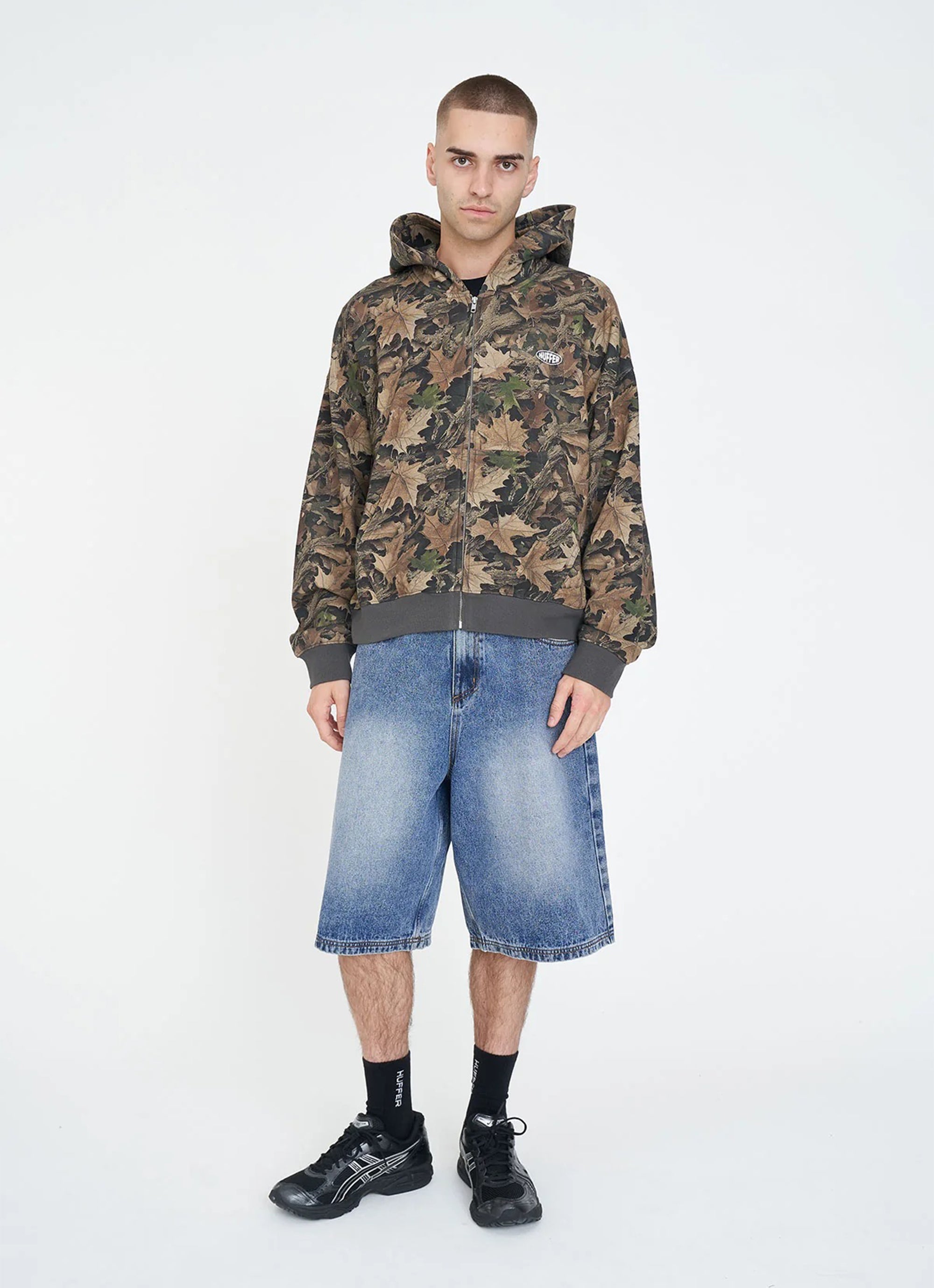 Huffer Camo Sub Crop Zip Hoodie in Brown | Red Rat