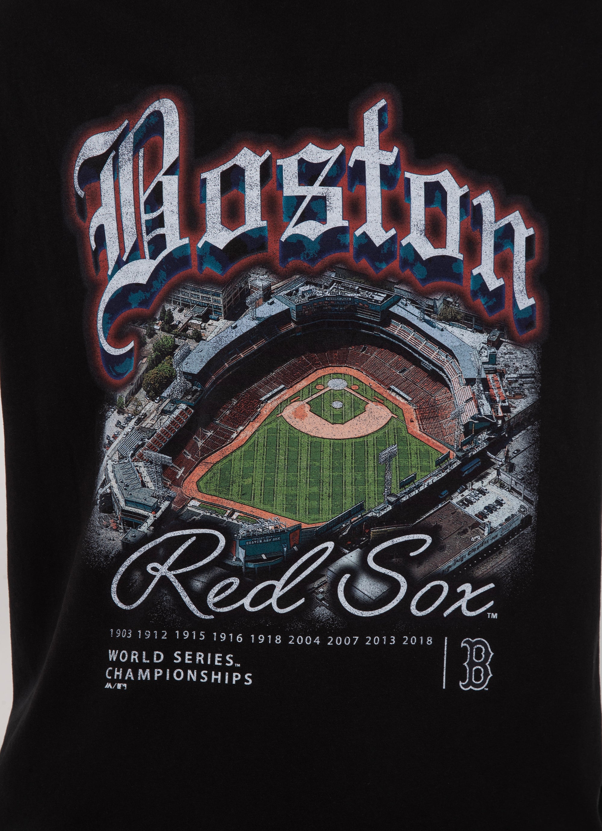 Majestic Mlb Boston Red Sox Gothic Stadium Tee in Black | Red Rat