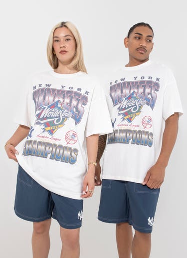 Majestic Mlb New York Yankees World Series Champion Tee in White
