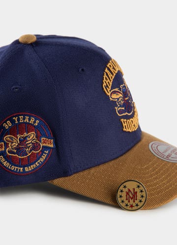 Mitchell & Ness Nba Charlotte Hornets Work It Pro Crown Snapback Cap in Blue