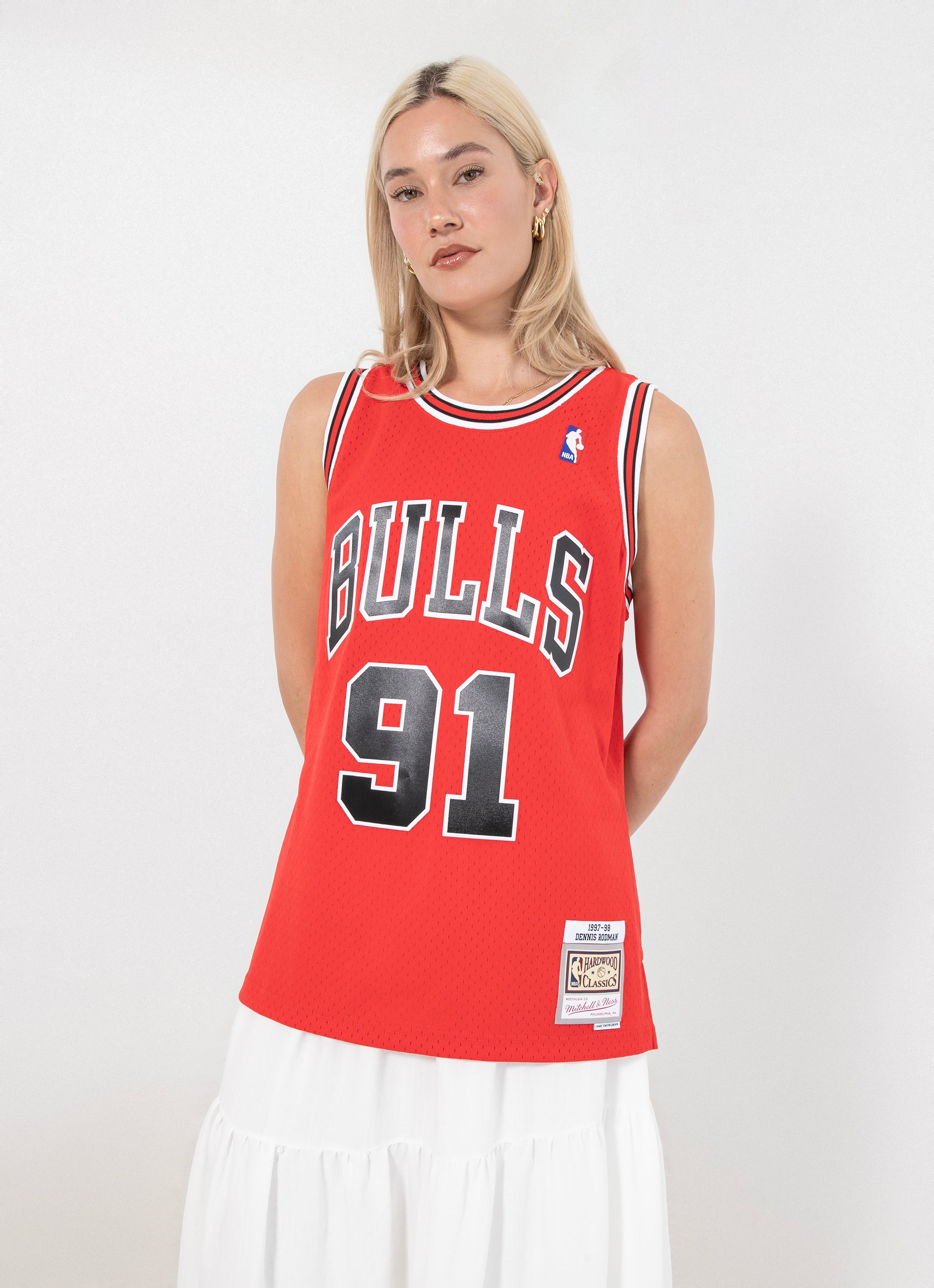 Women's Mitchell and Ness Chicago Bulls NBA Dennis Rodman Hardwood Classics  Swingman Jersey