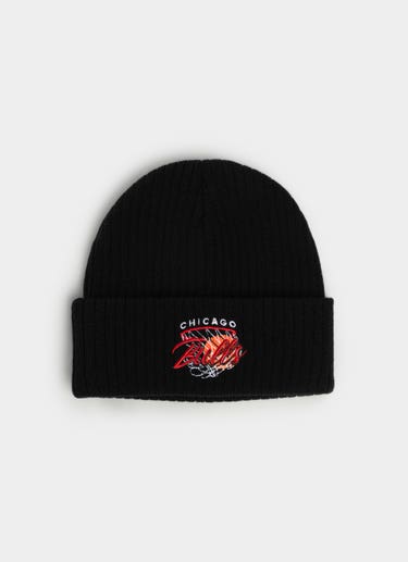Mitchell & Ness Nba Chicago Bulls Hoops Knit Beanie in Black