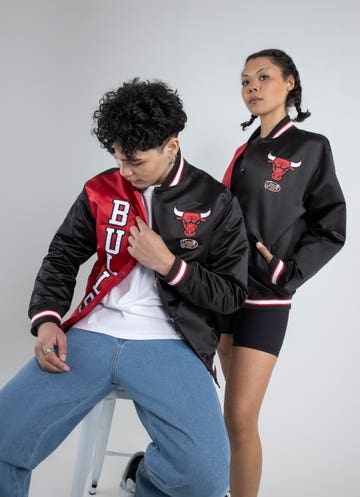 Mitchell & Ness Chicago Bulls Split Black & Red Satin Jacket