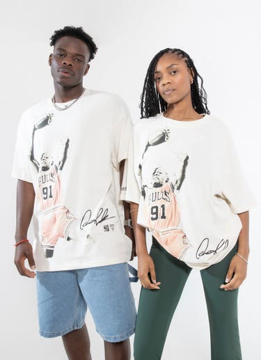Mitchell & Ness Nba Chicago Bulls Rebound Tee in Beige