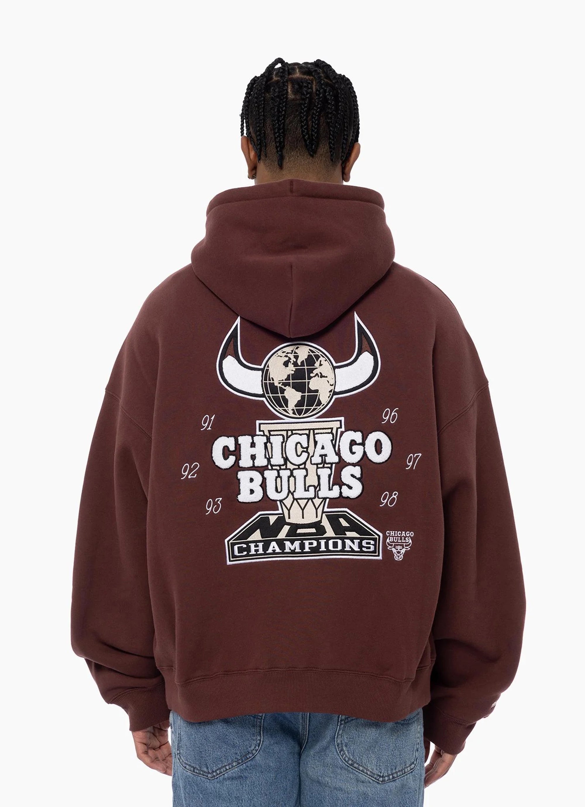 Mitchell & Ness Nba Chicago Bulls World Champions Hoodie in Brown