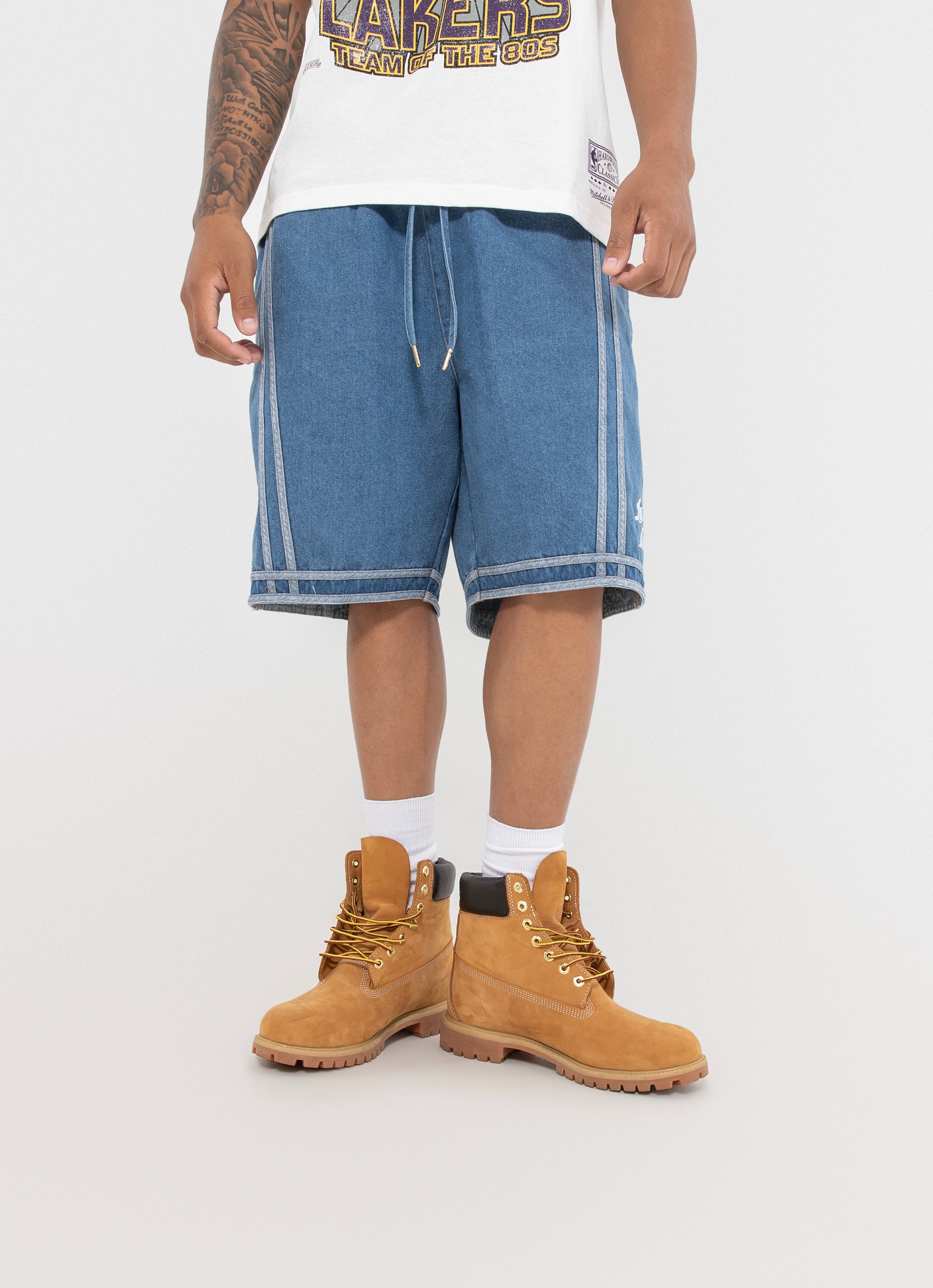 Mitchell & Ness Nba Los Angeles Lakers Denim Short in Blue