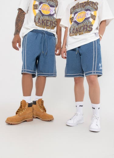 Mitchell & Ness Nba Los Angeles Lakers Denim Short in Blue