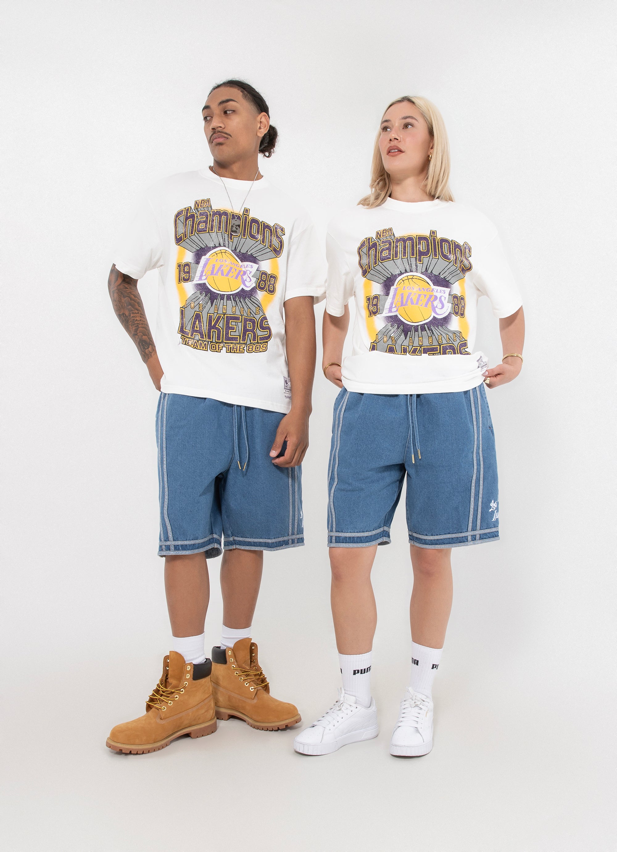Mitchell & Ness Nba Los Angeles Lakers Denim Short in Blue