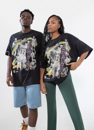 Mitchell & Ness Nba Los Angeles Lakers Magic Johnson Abstract Tee in Black