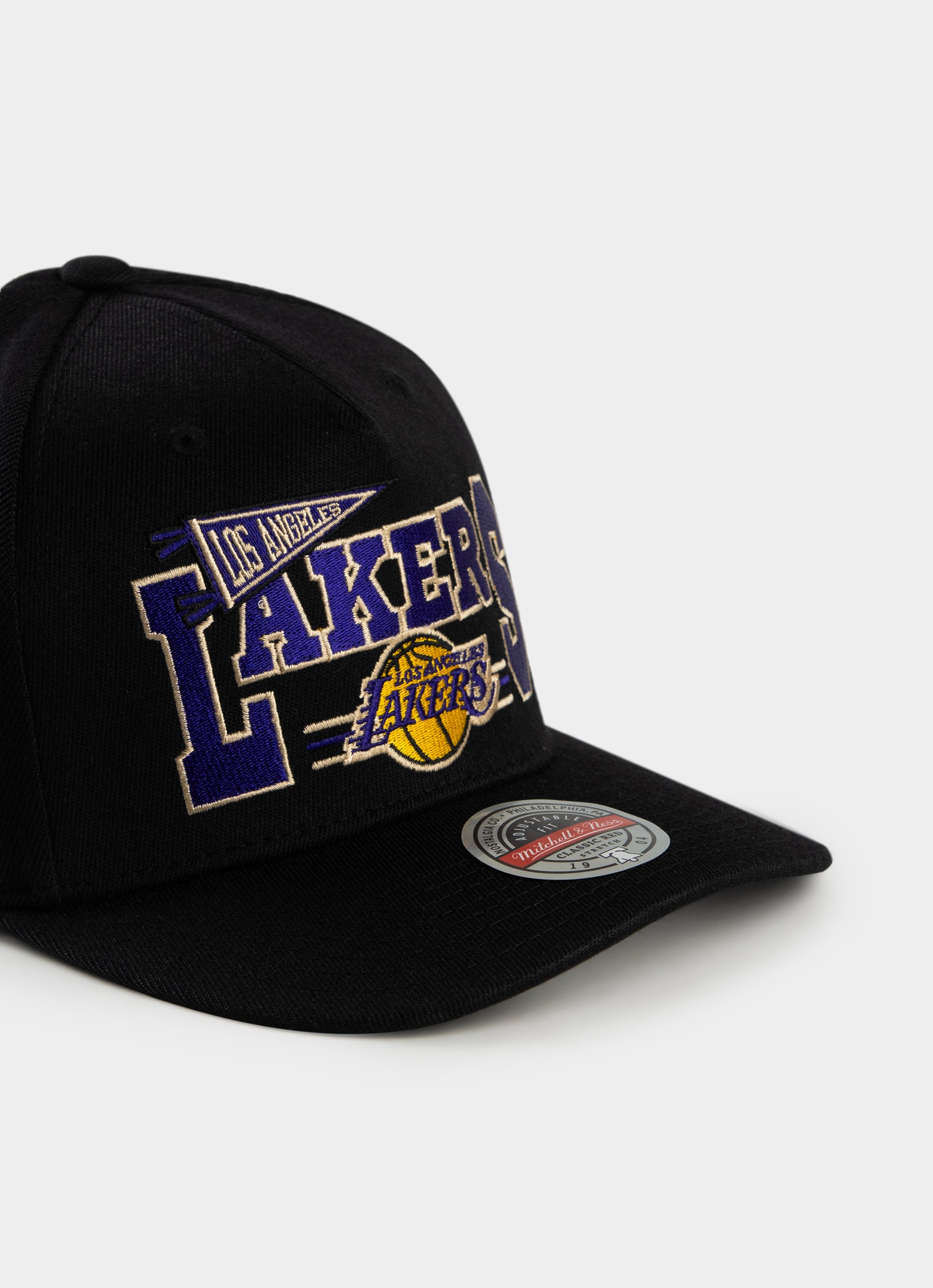 Mitchell & Ness Nba Los Angeles Lakers Pennant Snapback Cap in Black