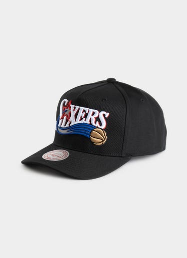 Mitchell & Ness Nba Philadelphia 76ers Team Colour Wordmark Mvp Snapback Ca in Black