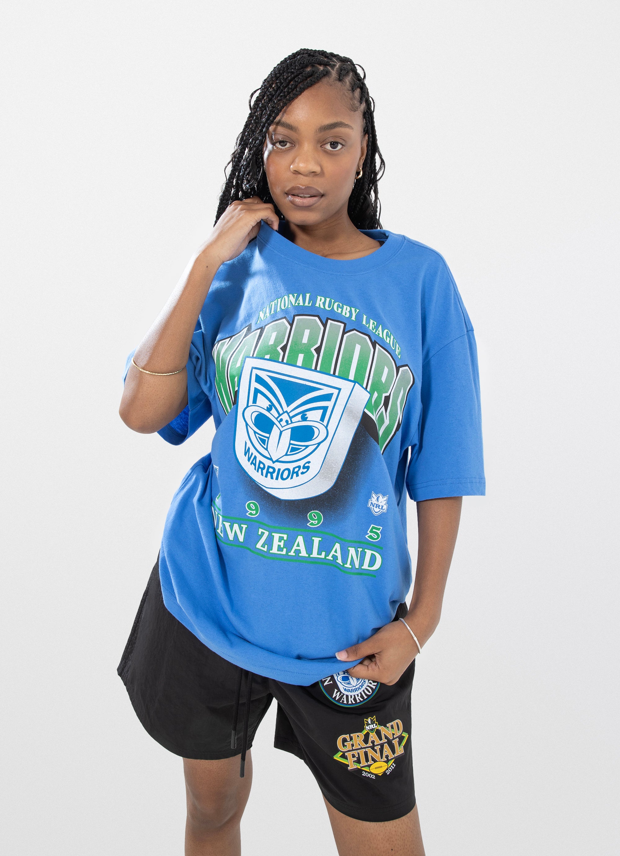 Mitchell & Ness Nrl New Zealand Warriors Bevel Crest Tee in Blue  