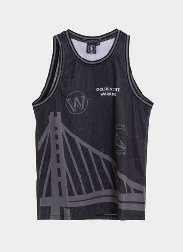 Nba Essentials Golden State Warriors Wallace Mesh Tank - Youth in Black