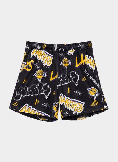 Nba Essentials Los Angeles Lakers Everett Mesh Short - Youth in Black