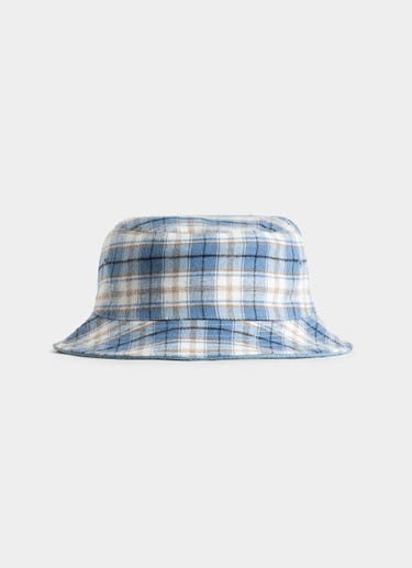 New Era Branded Denim Plaid Reversible Bucket Hat in Multi