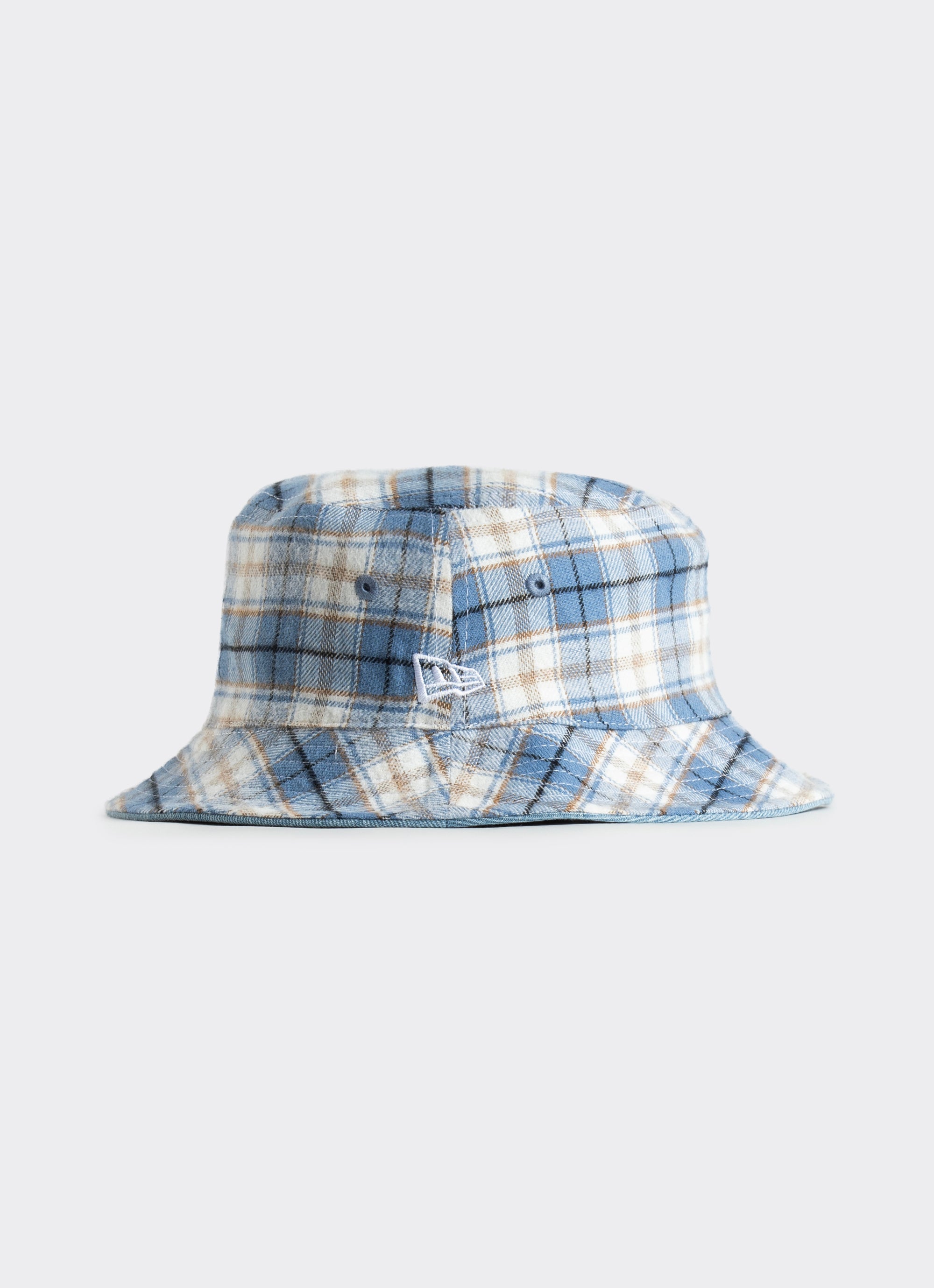 New Era Branded Denim Plaid Reversible Bucket Hat in Multi