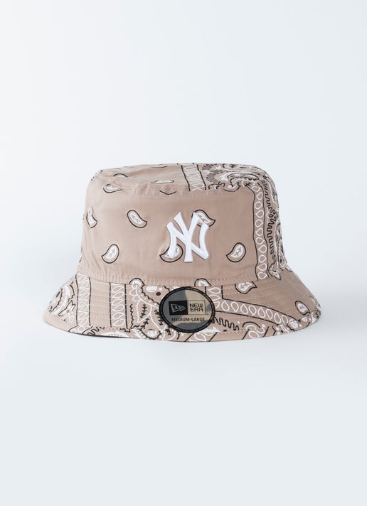 New Era Bucket Mlb New York Yankees Bucket Hat in Beige Red Rat