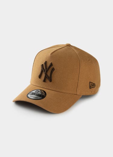 New Era Mlb 9forty A-frame New York Yankees Washed Canvas Bronze Snapback in Brown