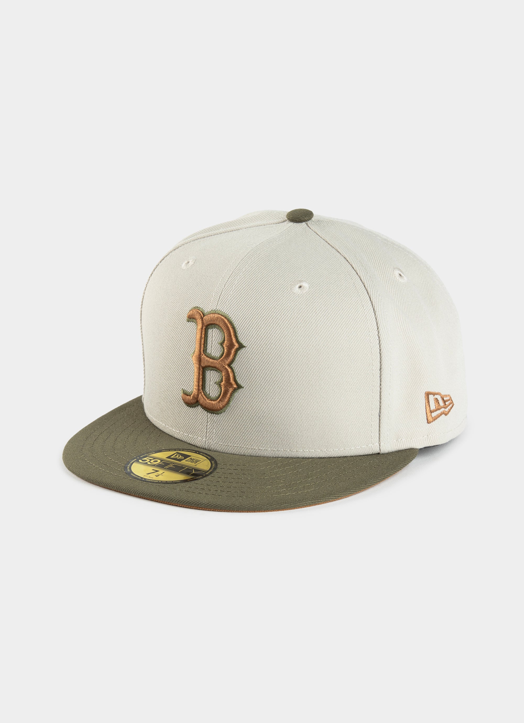 New Era Mlb 59fifty Boston Red Sox Stone Olive Cooperstown 2 Tone