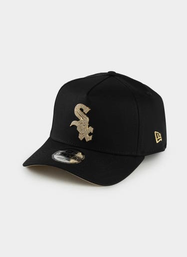 New Era Mlb 9forty A-frame Chicago White Sox Gold Metal Badge Diamante Cap in Black