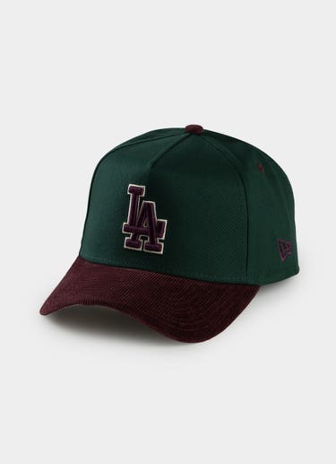 New Era Mlb 9forty A-frame Los Angeles Dodgers Rhubarb Cord Snapback Cap in Green