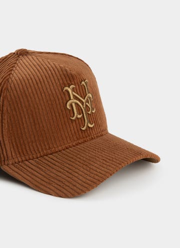 New Era Mlb 9forty A-frame New York Mets Enhanced Corduroy Snapback Cap in Brown