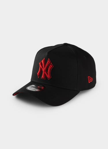 New Era Mlb 9forty A-frame New York Yankees Black Scarlet Snapback Cap in Black