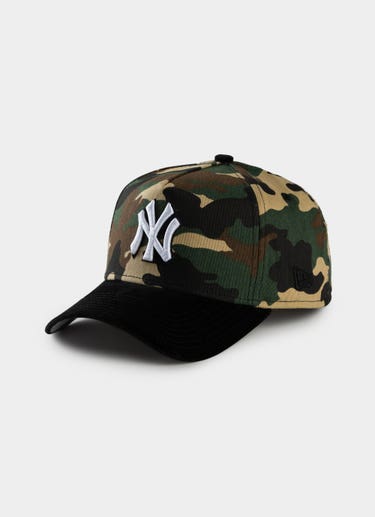 New Era Mlb 9forty A-frame New York Yankees Camo Cord Snapback Cap in Green